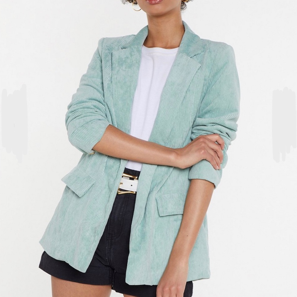 Nasty Gal Suited Up Relax Corduroy Blazer - Mint